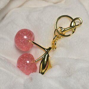 Pink Glitter Cherry Keychain/Bag Charm